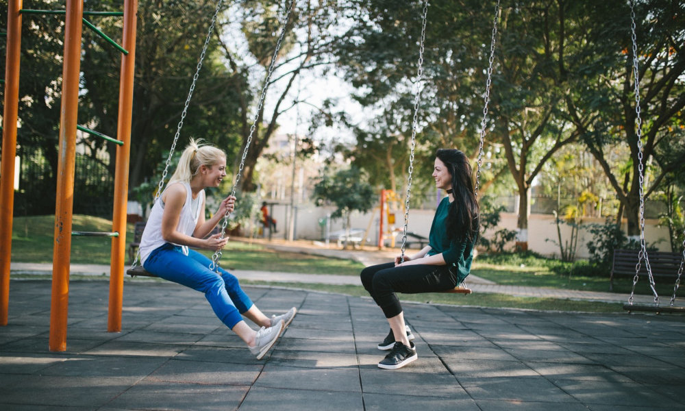 Women on swings